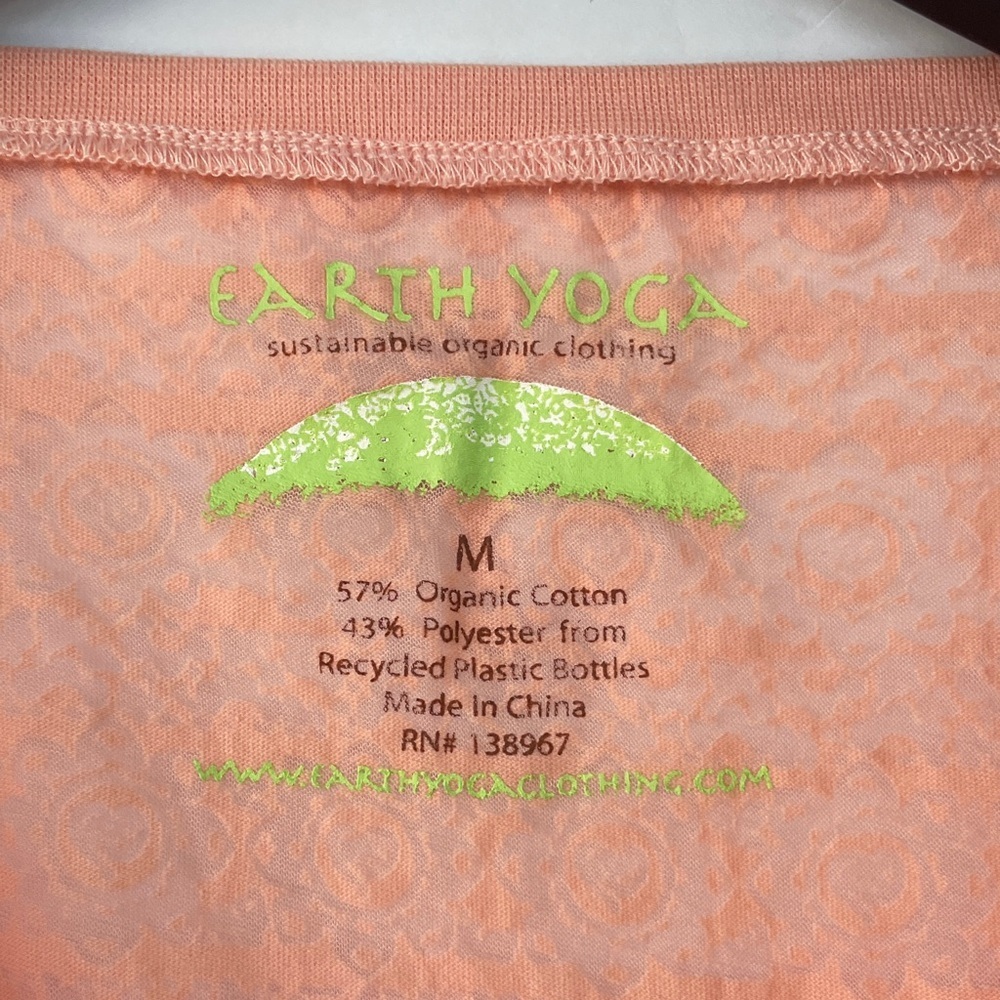 Earth Yoga Sheer Organic Cotton Blend Coral Peach Short Sleeve Tee Medium - Picture 5 of 14